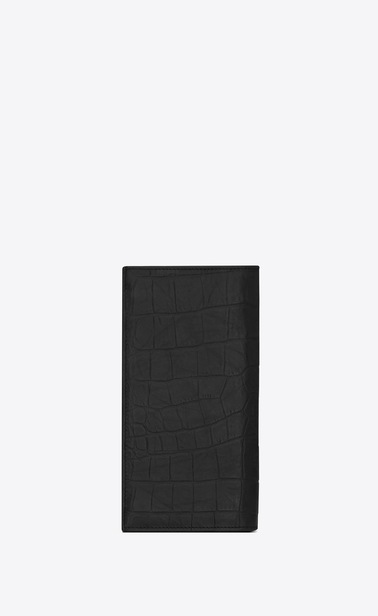 monogram continental wallet in crocodile embossed leather